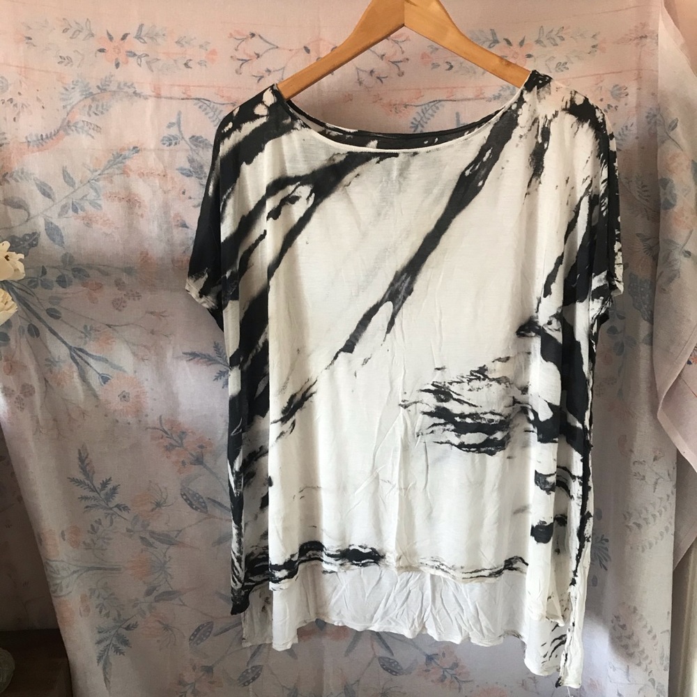 Enza Costa Black and White Tye Dye Top